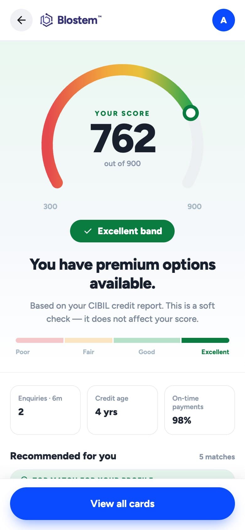 CIBIL score screen