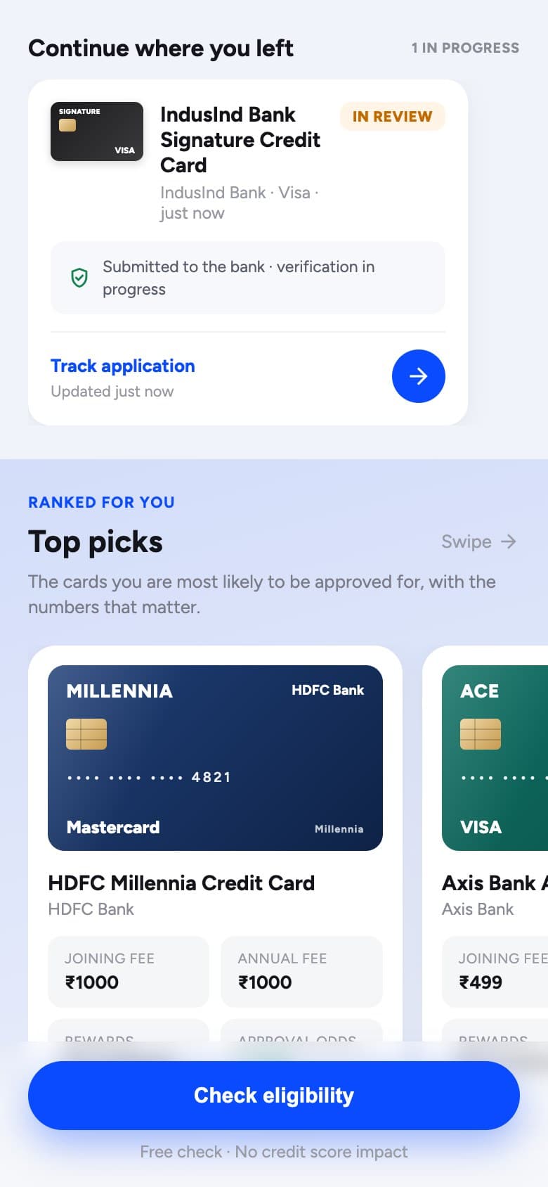 Track & resume screen