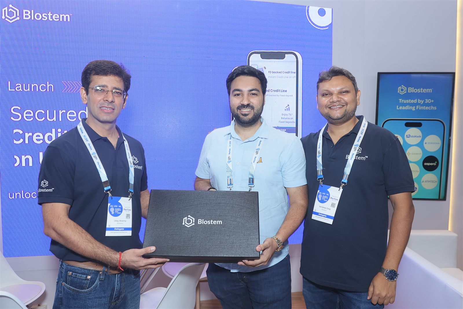 A product launch moment at the Blostem booth at GFF 2025
