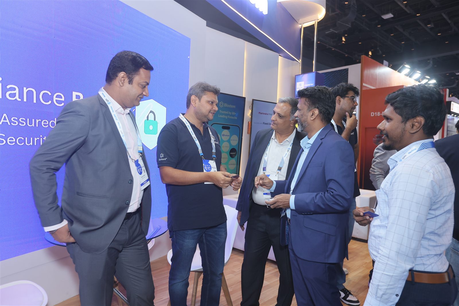 Business cards exchanged during conversations at the Blostem booth