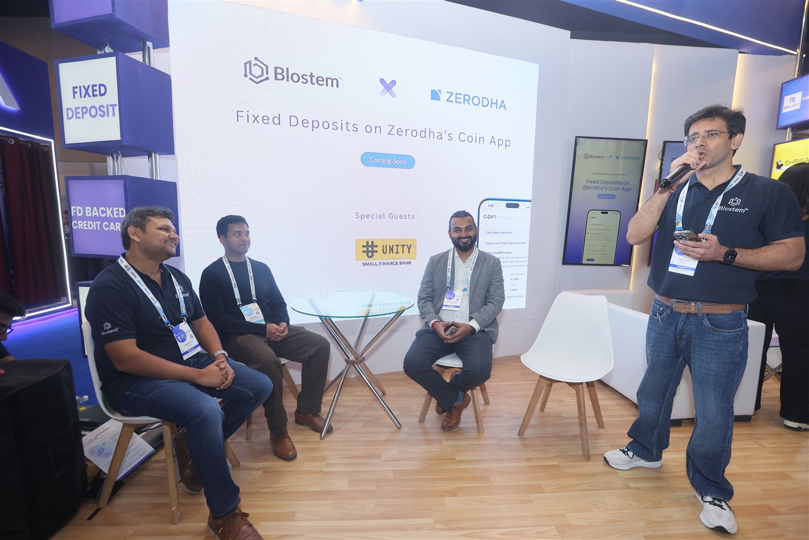Announcing Fixed Deposits on Zerodha's Coin app at the Blostem booth